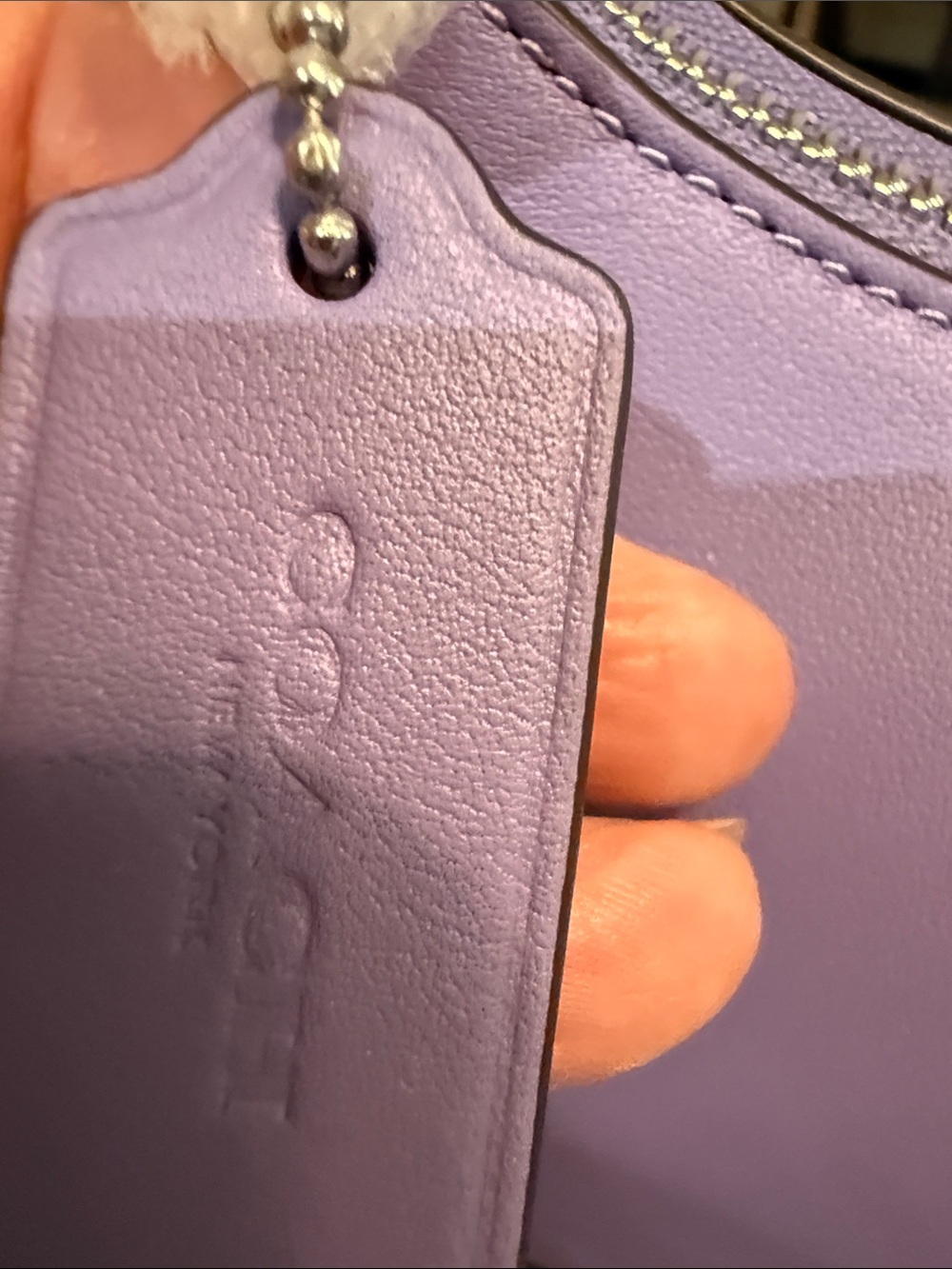 Coach Teri Lilac Leather Shoulder Bag with Embossed C - Picture 8 of 10